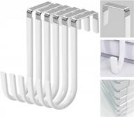 6pcs metal over the door hooks with soft rubber surface, heavy duty z hanger hooks for hanging clothes, towels, coats in bathroom, living room and kitchen (white) logo