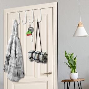 img 2 attached to 6Pcs Metal Over The Door Hooks With Soft Rubber Surface, Heavy Duty Z Hanger Hooks For Hanging Clothes, Towels, Coats In Bathroom, Living Room And Kitchen (White)