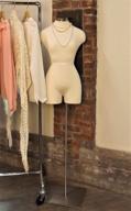 female cream pinnable torso mannequin form with brushed chrome neck cap and square base - nahanco jf65c logo
