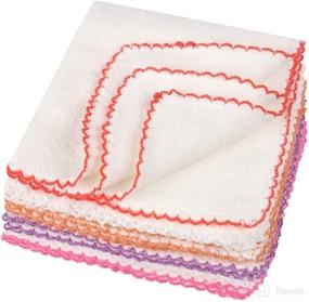 img 2 attached to 🧼 Turkish Cotton Baby Washcloths - White Handkerchief Towel Set (Pack of 6) | Super Absorbent 11'' x 11'' | Versatile for Face, Body, Bath, Kitchen | Square2