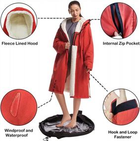 img 1 attached to Hiturbo Swim Parka: Waterproof, Windproof Surf Poncho With Warm Thicken Lining And Oversized Hood