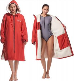 img 4 attached to Hiturbo Swim Parka: Waterproof, Windproof Surf Poncho With Warm Thicken Lining And Oversized Hood