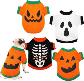 img 4 attached to 👻 Spooky and Adorable Dog Halloween Shirts for Small Dogs and Cats - Skeleton, Pumpkin, Ghost T-Shirt Pet Clothes Collection