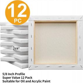 img 2 attached to Bulk Pack Of 12 8X8 Inch FIXSMITH Primed 100% Cotton Stretched White Blank Canvas - 5/8 Inch Profile For Acrylics, Oils & Other Painting Media.