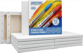 img 3 attached to Bulk Pack Of 12 8X8 Inch FIXSMITH Primed 100% Cotton Stretched White Blank Canvas - 5/8 Inch Profile For Acrylics, Oils & Other Painting Media.