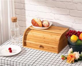 img 3 attached to 🍞 PARANTA 100% Natural Bamboo Bread Box for Kitchen Food Storage - Countertop Bread Storage Box, Eco-Friendly