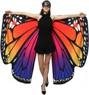 grajtcin womens butterfly wings shawl halloween costume double sided monarch fairy pixie party cape(66"x54",rose&blue) logo