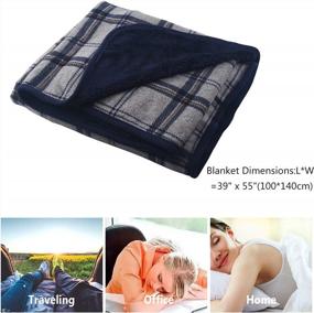 img 3 attached to Флисовое одеяло Forestfish, пригодное для носки, клетчатое одеяло, удобное пончо, бросок с пуговицами для дивана-кровати, темно-серый
