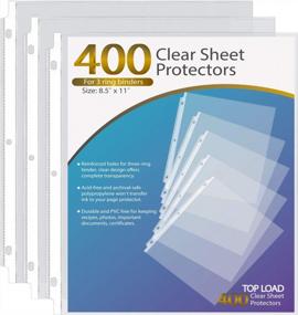 img 4 attached to KTRIO Sheet Protectors 8.5 X 11 Inch Clear Page Protectors For 3 Ring Binder, Plastic Sleeves For Binders, Top Loading Paper Protector Letter Size, 400 Pack