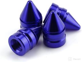 img 4 attached to 🚗 SINGARO Car Tire Valve Caps - Universal Aluminum Alloy Dust Covers for Cars, Trucks, SUVs, and Motorcycles (Blue) - Set of 4