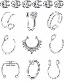 img 3 attached to Faux Nose Rings For Women: QWALIT Fake Nose Ring, Septum Piercing & Lip Ring Hoop