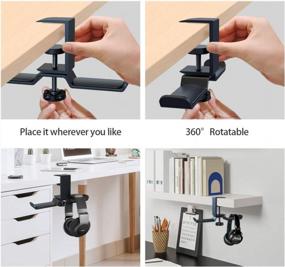 img 2 attached to 6AmLifestyle Dual Rotatable Headphone Stand Hanger Under Desk Clamp 11Lb Load Capacity Universal Compatible Black 6A-13BK