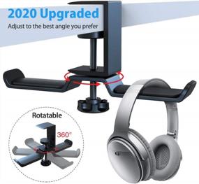 img 3 attached to 6AmLifestyle Dual Rotatable Headphone Stand Hanger Under Desk Clamp 11Lb Load Capacity Universal Compatible Black 6A-13BK