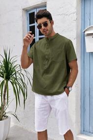 img 3 attached to Stay Cool And Casual With Bbalizko Mens Linen Cotton Henley Shirts - Perfect For Summer, Beach, Yoga And More!