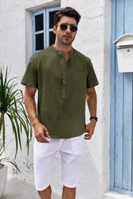 img 2 attached to Stay Cool And Casual With Bbalizko Mens Linen Cotton Henley Shirts - Perfect For Summer, Beach, Yoga And More!
