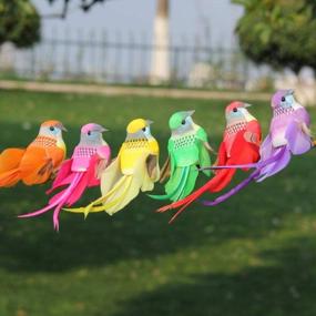 img 4 attached to Add A Touch Of Nature With LWINGFLYER 6Pcs Artificial Foam Feather Birds For Christmas And Wedding Decoration