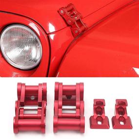 img 1 attached to Car Hood Latches Red CNC Aluminum Alloy Stainless Steel Bonnet Lock Replacement Hood Latches Fit For Jeep Wrangler JK JKU 2007‑2018 Bonnet Fixing Parts(Red)