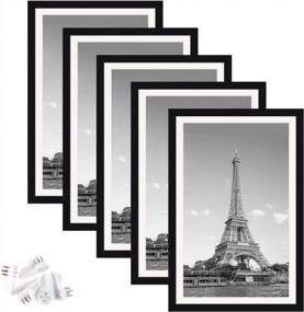 img 4 attached to Stylish And Versatile: Upsimples 11X17 Picture Frame Set Of 5 For Walls - Display 9X15 Or 11X17 Photos With Or Without Mat - Gallery-Quality Black Frames