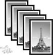 stylish and versatile: upsimples 11x17 picture frame set of 5 for walls - display 9x15 or 11x17 photos with or without mat - gallery-quality black frames logo
