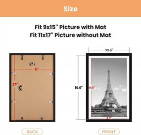 img 2 attached to Stylish And Versatile: Upsimples 11X17 Picture Frame Set Of 5 For Walls - Display 9X15 Or 11X17 Photos With Or Without Mat - Gallery-Quality Black Frames