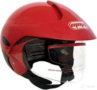 mmg 203 medium glossy red motorcycle scooter street open face helmet - dot approved, flip up shield design logo