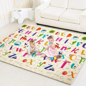 img 4 attached to Extra Large Baby Play Mat - Folding Foam Waterproof, Non-Toxic & Reversible For Infants & Toddlers (Beige 0.6In)