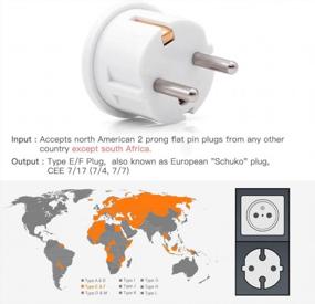 img 1 attached to Sycon All-In-One International Travel Plug Adapter USA to Europe Type E/F для сотовых телефонов, смартфонов, ноутбуков - Schuko Germany Штепсельные адаптеры