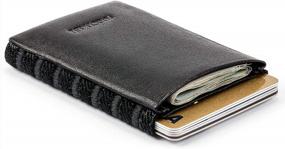 img 4 attached to Black Leather Minimalist Wallet For Men - Double Pocket Credit Card Holder For Slim And Stylish Organization