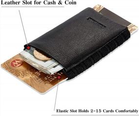 img 2 attached to Black Leather Minimalist Wallet For Men - Double Pocket Credit Card Holder For Slim And Stylish Organization