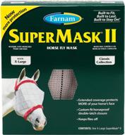 supermask ii fly mask without ears for larger horses, full face coverage and eye protection from insect pests, structured classic styling mesh with plush trim, xl size logo