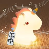 🦄 pikoy squishy unicorn night light for kids - 16 color bedroom night lights, 10 white noise sound machine, remote + auto timer, rechargeable cute night light lamp логотип