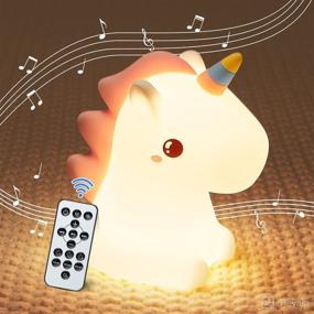 img 4 attached to 🦄 PIKOY Squishy Unicorn Night Light for Kids - 16 Color Bedroom Night Lights, 10 White Noise Sound Machine, Remote + AUTO Timer, Rechargeable Cute Night Light Lamp