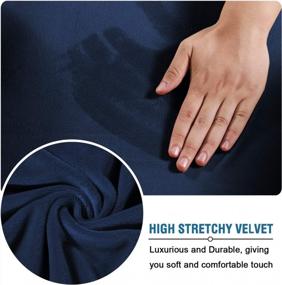 img 2 attached to H.VERSAILTEX Wingback Chair Cover Navy Velvet Plush Furniture Protector 1 Piece Machine Washable Stretch Sofa Slipcover For High Durability.