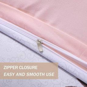 img 2 attached to Chic Pink Coral Leaf Queen Duvet Cover Set - 3Pc Lightweight Microfiber Bedding With Zipper Ties And Down Comforter Quilt - Ideal For Women, Teens, And Chambray Lovers - Size 90X90 Inches
