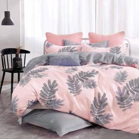 img 4 attached to Chic Pink Coral Leaf Queen Duvet Cover Set - 3Pc Lightweight Microfiber Bedding With Zipper Ties And Down Comforter Quilt - Ideal For Women, Teens, And Chambray Lovers - Size 90X90 Inches
