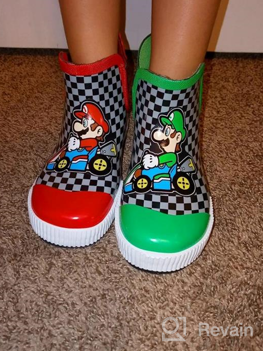 img 1 attached to 🍄 Nintendo Super Mario Rain Boots - Kids sizes 9 to 2, Slip-on Mid-Height Design review by Markus Calderon