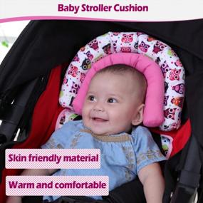 img 3 attached to Удобная и безопасная подушка для поддержки головы в автокресле для малышей - розовая KAKIBLIN Мягкая поддержка шеи и тела для вашего ребенка