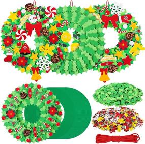 img 4 attached to Aneco 16 Kit DIY Foam Xmas Wreath Crafts Including Foam Christmas Wreath Christmas Foam Stickers Accessory For Fun Classroom Crafts, Home Activities