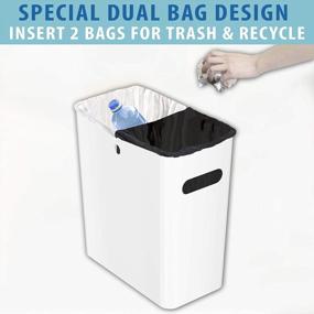 img 1 attached to ITouchless SlimGiant 4.2 Gallon Slim Trash Can With Handles, 16 Liter Plastic Small Wastebasket Hanging Garbage Bin, Magazine / File Folder Storage Container For Home, Office, Bathroom, Kitchen, White