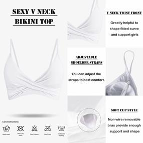 img 1 attached to Balasami Women'S Push Up Sexy V Neck Adjustable Twist Ruced Front Bikini Swimsuit Top Only