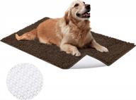 pet-friendly microfiber chenille door mat for dog & cat, non-slip indoor rug for paws, absorbent crate mat, machine washable quick drying entry rug, brown, 24''x36'' by homeideas логотип