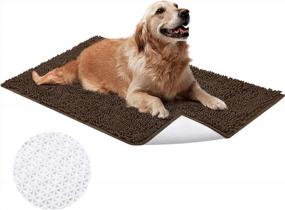 img 4 attached to Pet-Friendly Microfiber Chenille Door Mat For Dog & Cat, Non-Slip Indoor Rug For Paws, Absorbent Crate Mat, Machine Washable Quick Drying Entry Rug, Brown, 24''X36'' By HOMEIDEAS