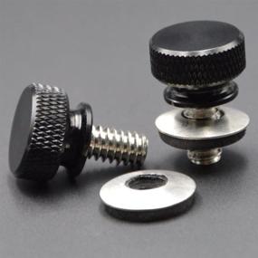 img 2 attached to 🔩 Pack of 2 - Black Aluminum Billet Thread Seat Bolt Screw - 1/4" 20 - Ideal for Harley-Davidson Motorbikes (1986-2022)