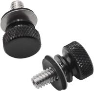 🔩 pack of 2 - black aluminum billet thread seat bolt screw - 1/4" 20 - ideal for harley-davidson motorbikes (1986-2022) logo