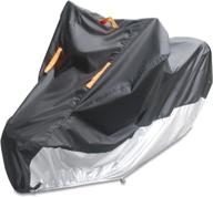 🌧️ seazen waterproof motorcycle cover with uv protection, night reflective straps, handle, and lock-holes - heavy duty outdoor vehicle cover (black & silver, l up to 96") логотип