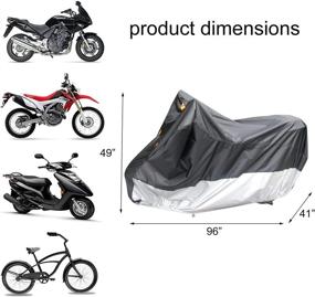 img 1 attached to 🌧️ SEAZEN Waterproof Motorcycle Cover with UV Protection, Night Reflective Straps, Handle, and Lock-Holes - Heavy Duty Outdoor Vehicle Cover (Black & Silver, L UP to 96")