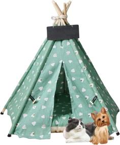 img 4 attached to 🏕️ JOUDOO Portable Pet Teepee Tent for Small Dogs or Cats - Washable Puppy Sweet Bed with Cushion - Ideal Dog or Cat House