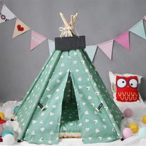 img 2 attached to 🏕️ JOUDOO Portable Pet Teepee Tent for Small Dogs or Cats - Washable Puppy Sweet Bed with Cushion - Ideal Dog or Cat House