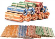 assorted flat coin papers bundle for quarters, nickels, dimes, and pennies - 440 pack of coin roll wrappers logo