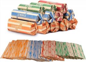img 4 attached to Assorted Flat Coin Papers Bundle For Quarters, Nickels, Dimes, And Pennies - 440 Pack Of Coin Roll Wrappers